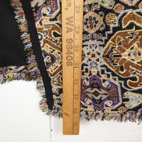 Chicos Coat Womens SZ 2 US L 12/14 Jacquard Fringe Trim Boho Retro Event Evening - Picture 9 of 12